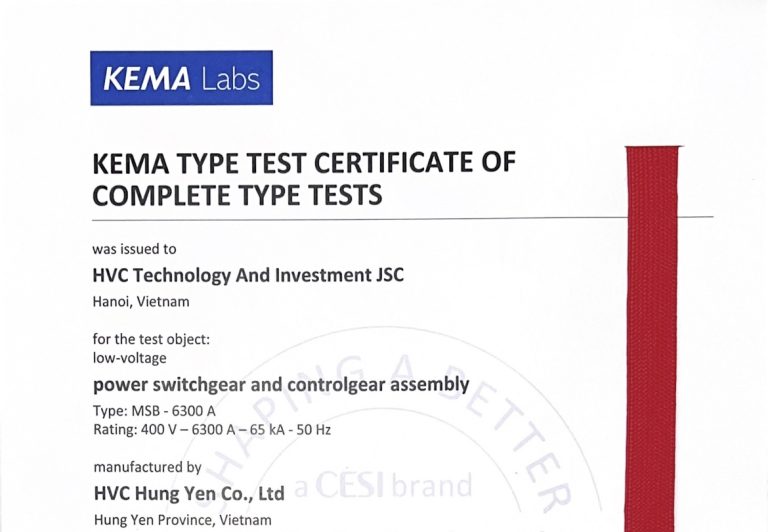 KEMA Type Test electrical cabinet certification